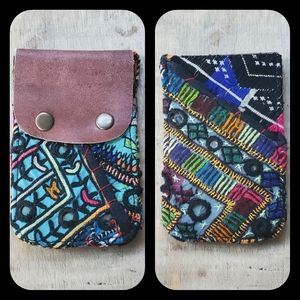 🌎👽 Free People Boho Embroidered Repurposed vtg banjara hippie Wallet card case